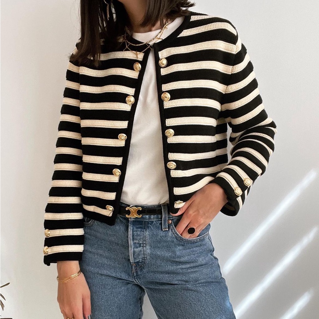 Last One!!!! H&M Nwot Stripe Textured Knit Cardigan